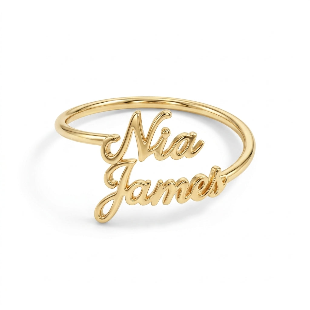 Bague prénom personnalisée en or - Or massif - Or jaune - présenté dans un écrin cadeau de luxe