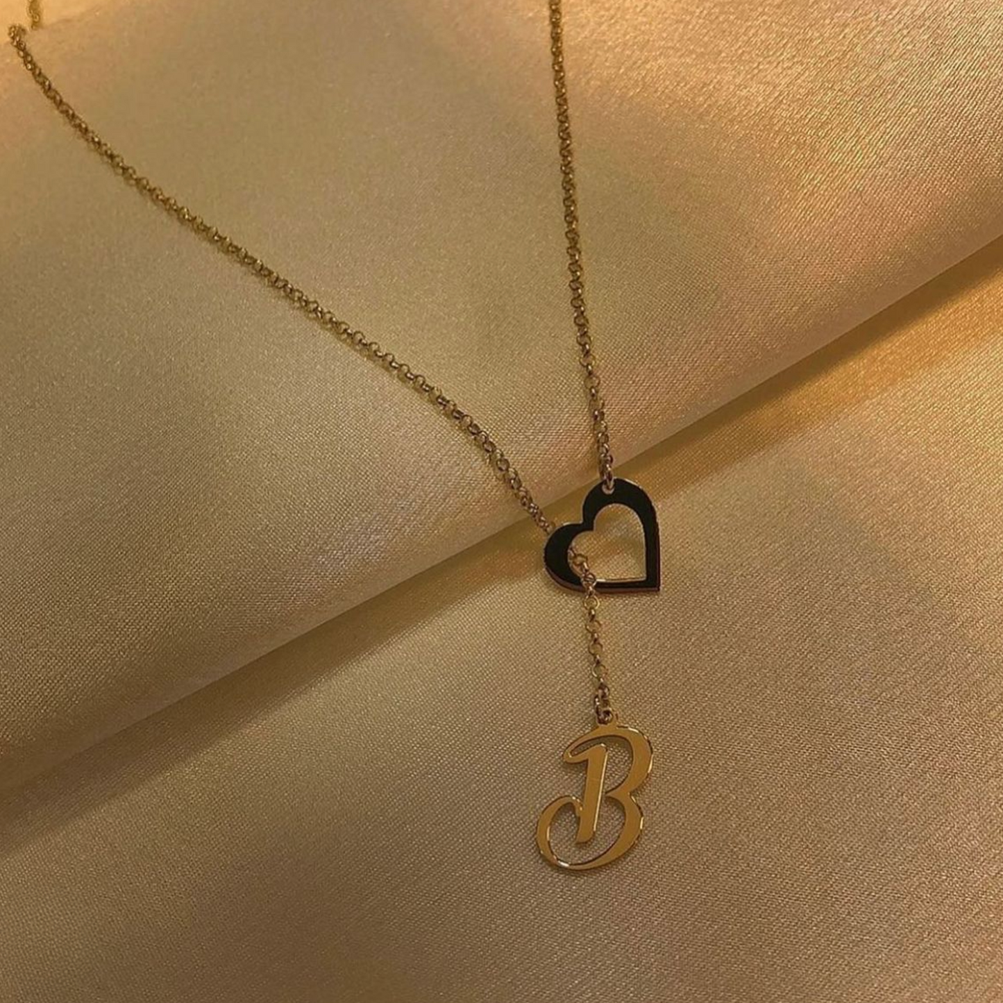 collier plaqué or cœur avec extension lettre