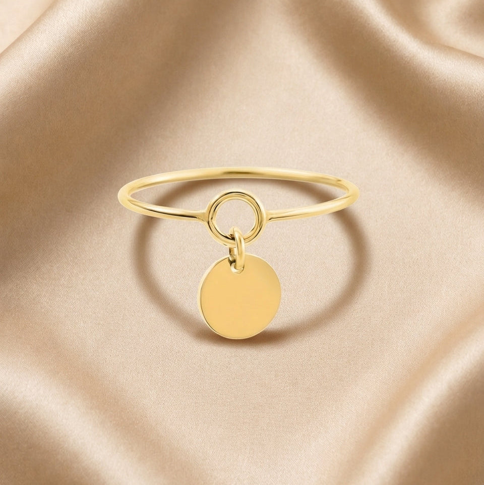 Ines – Bague fine pendentif rond Or jaune