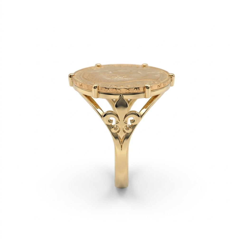 Bague pièce d'investissement en or massif 18K - Or massif 18 carats - Or jaune - présenté dans un écrin cadeau de luxe