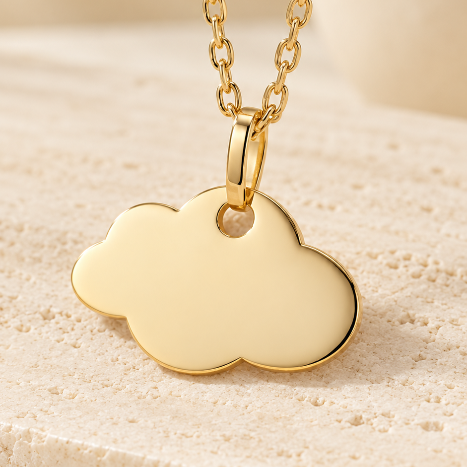 Collier avec pendentif nuage en or jaune