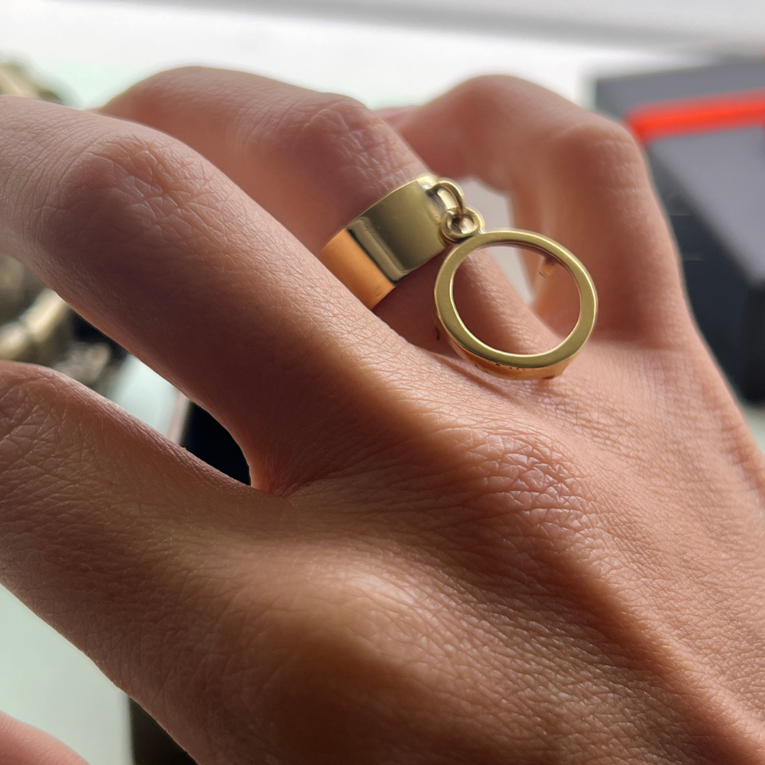 Bague Breloque avec une Louis d'Or anneau plein 18k/22K