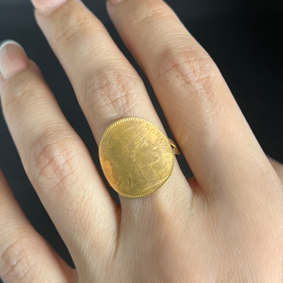 Bague Marianne coq en Or 18K/22K