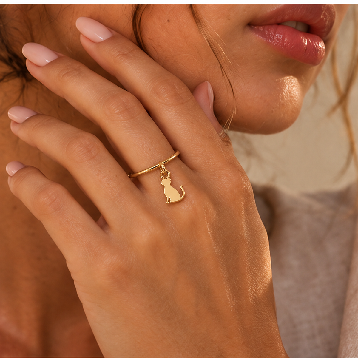Bague breloque chat en Or jaune