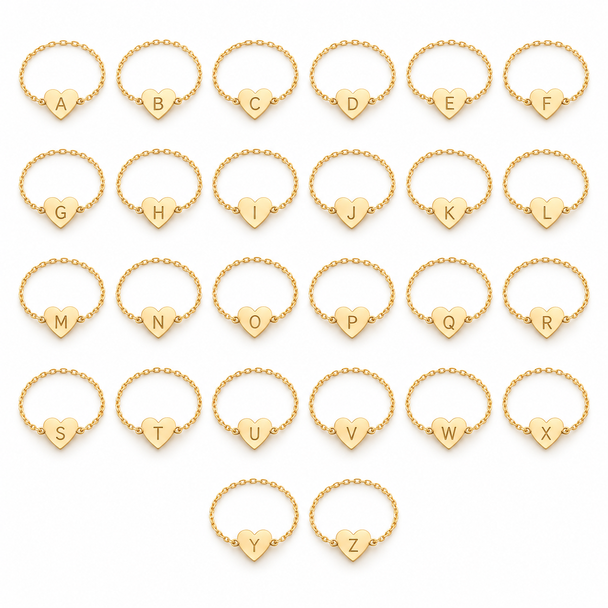 Bague cœur initiale –Or