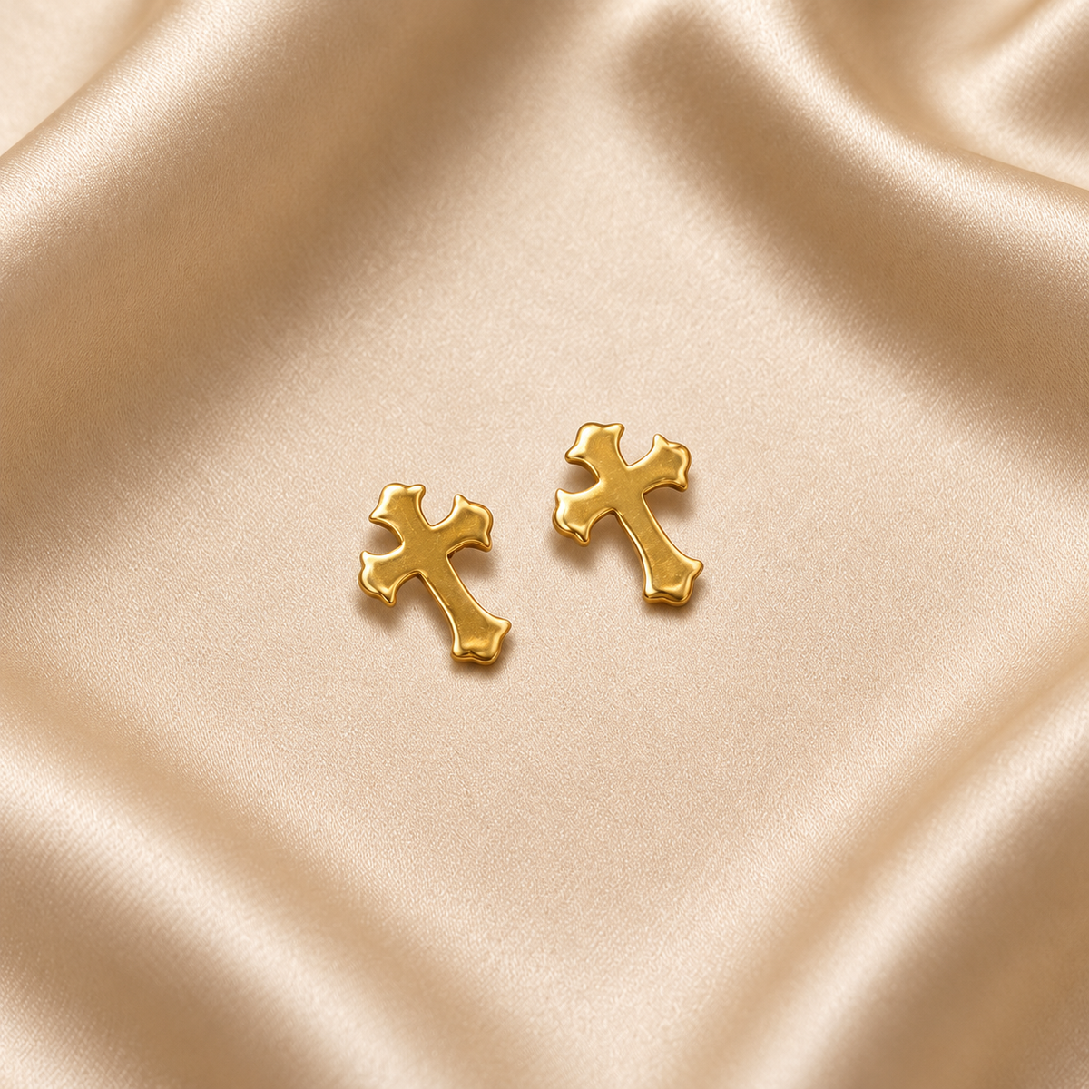 Alya – Boucles d'oreilles croix pendantes en Or