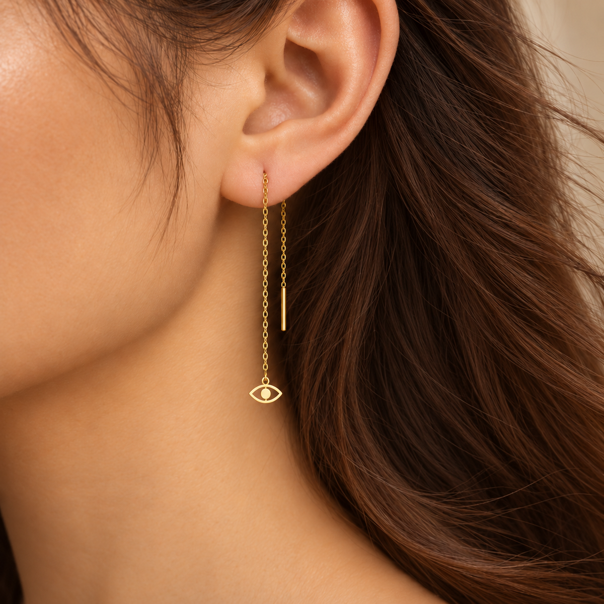 Boucles d’oreilles traversantes Œil en Or jaune