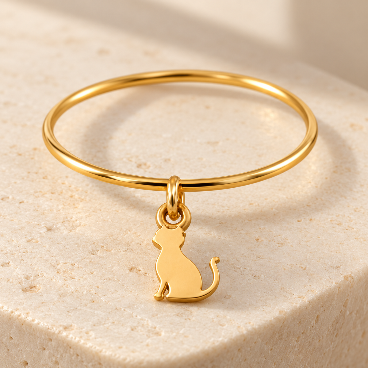 Bague breloque chat en Or jaune