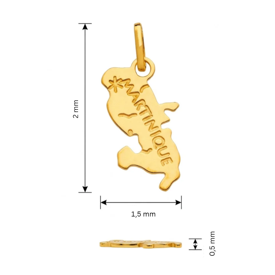 Lya – Pendentif carte Martinique or jaune
