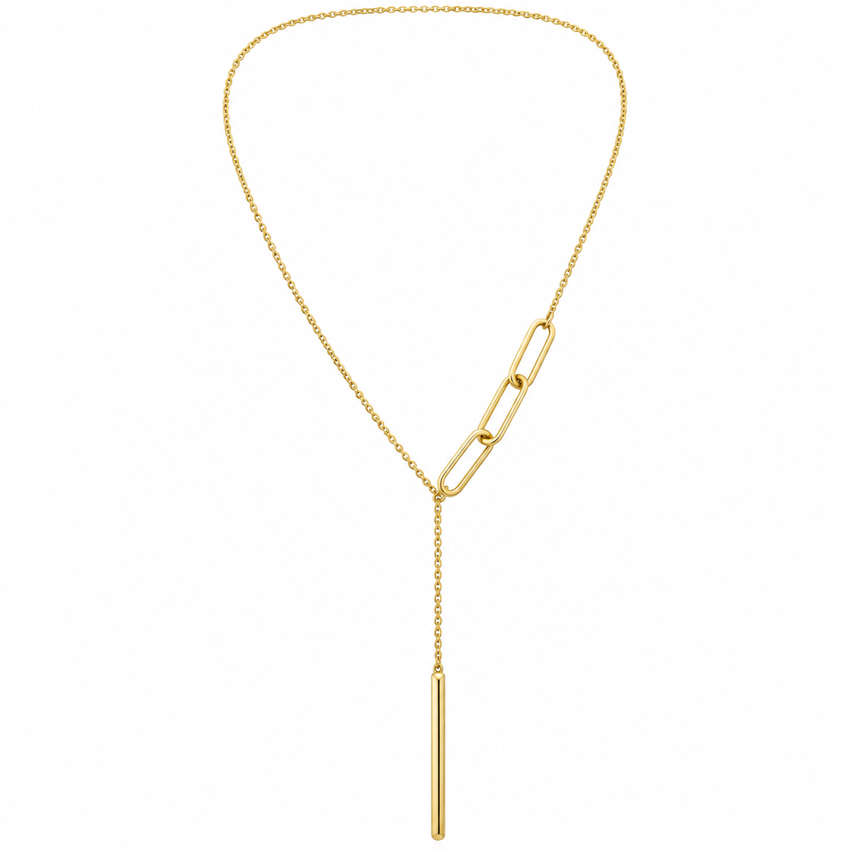 Collier sautoir en Y à maillon allongé et barre verticale
