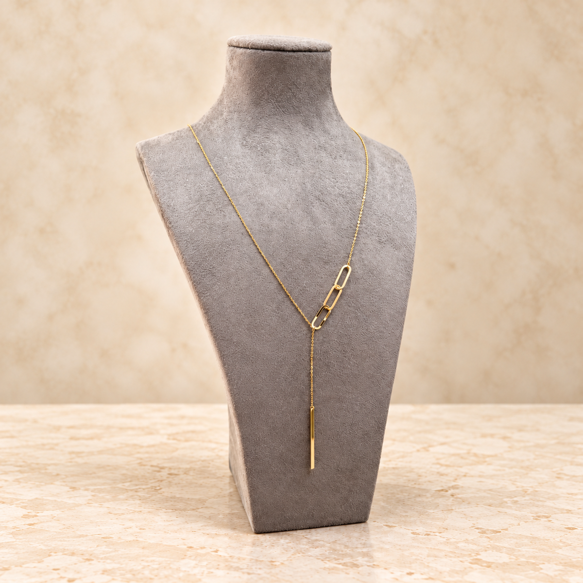 Collier sautoir en Y à maillon allongé et barre verticale