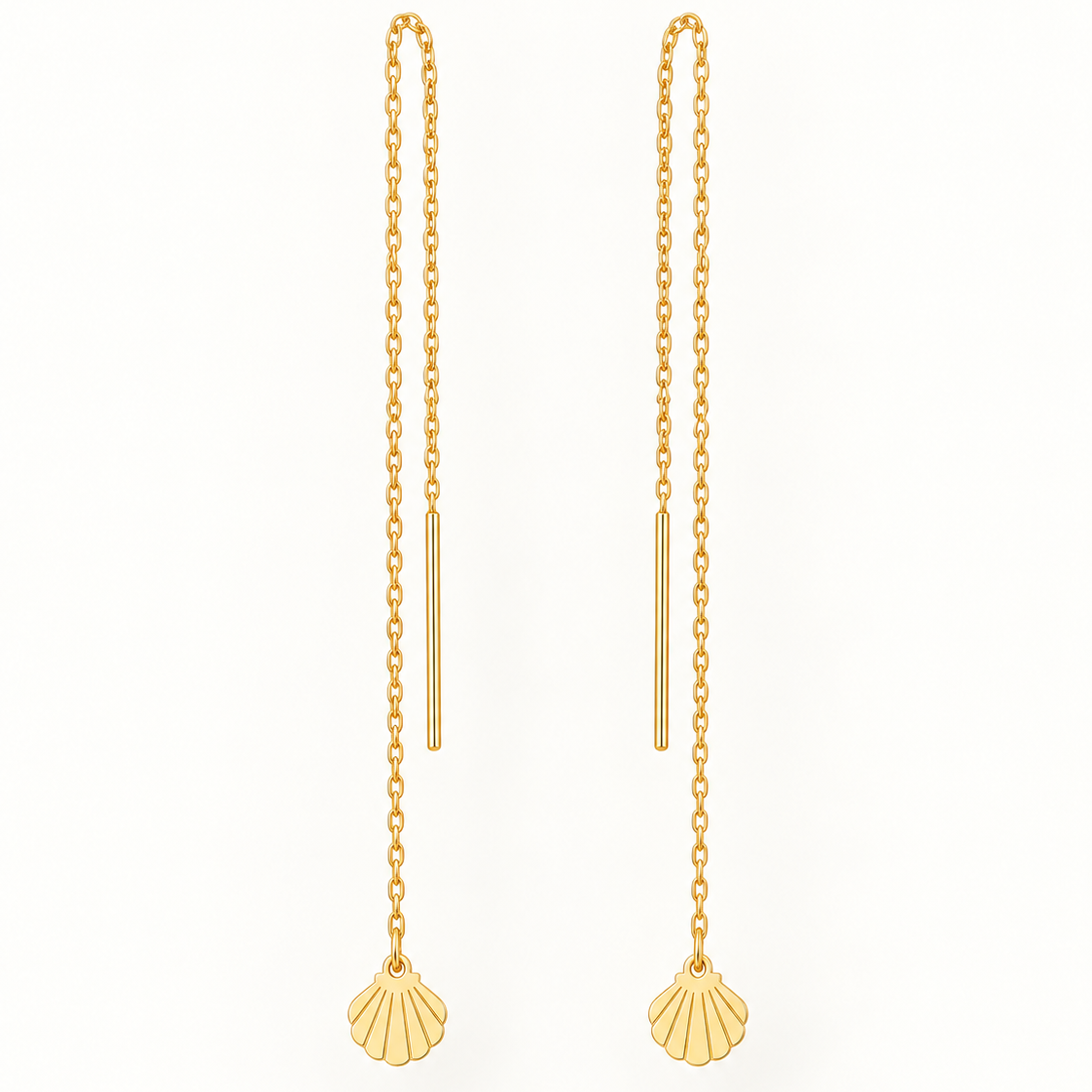 Boucles d’oreilles traversantes coquillage en or jaune 18K, packshot Charmays