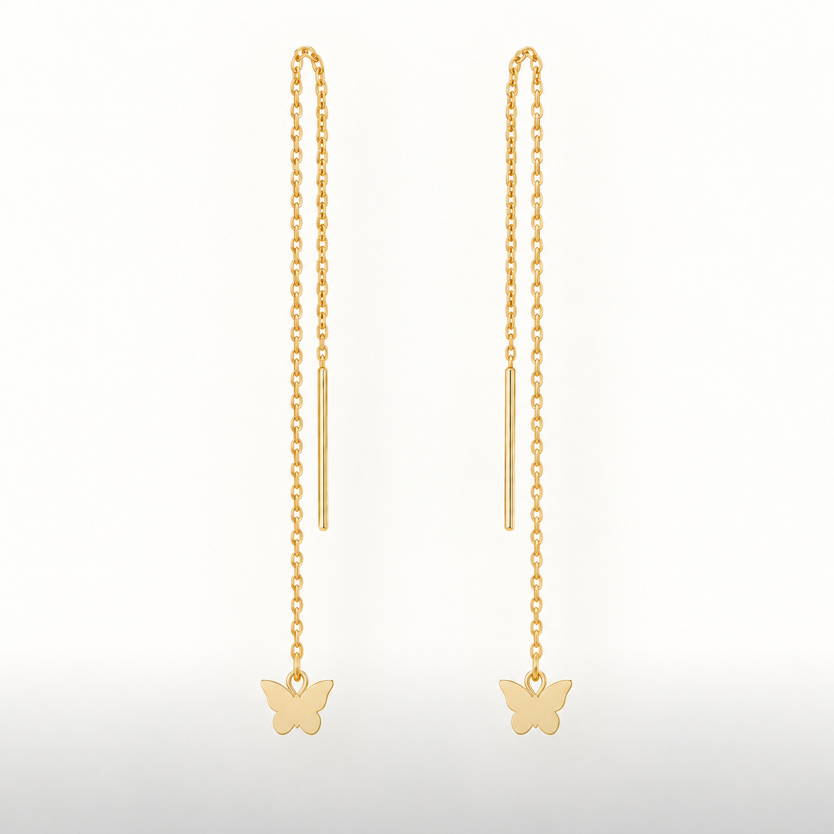 Boucles d’oreilles traversantes papillon en or jaune 18K, packshot Charmays