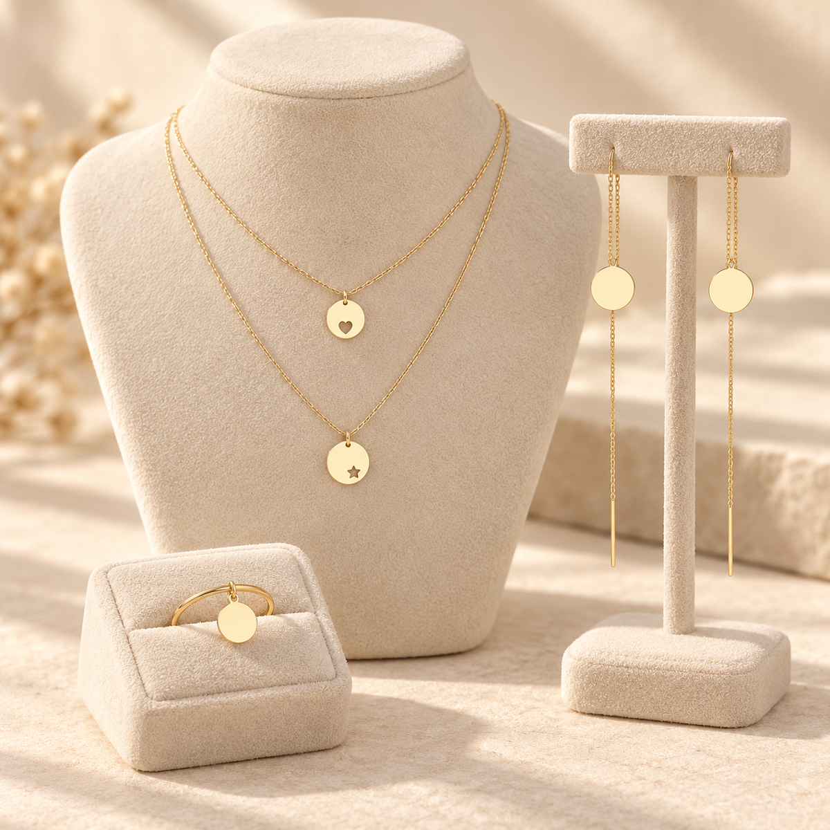 Parure de bijoux à médailles en Or jaune