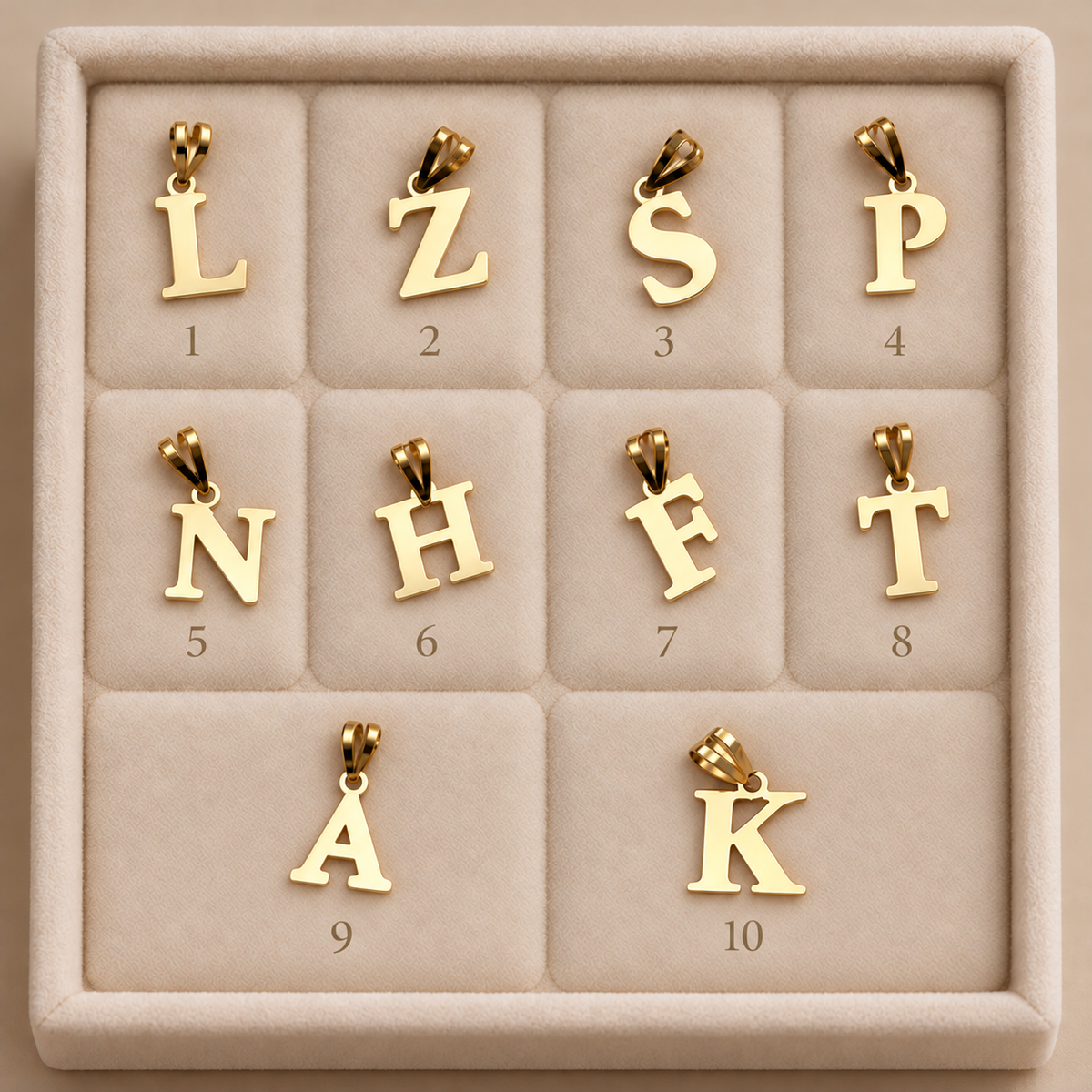 Pendentifs initiale K en finition en Or