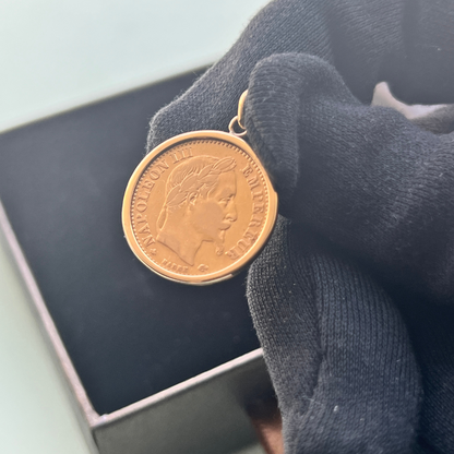 Monture en or 18 carats pour pièce 10 ou 20 Francs