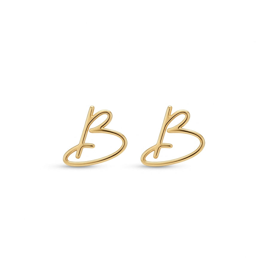 Éléa – Boucles d'oreilles initiale latine en or - Or massif 18 carats - Or jaune - présenté dans un écrin cadeau de luxe
