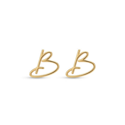 Éléa – Boucles d'oreilles initiale latine en or - Or massif 18 carats - Or jaune - présenté dans un écrin cadeau de luxe