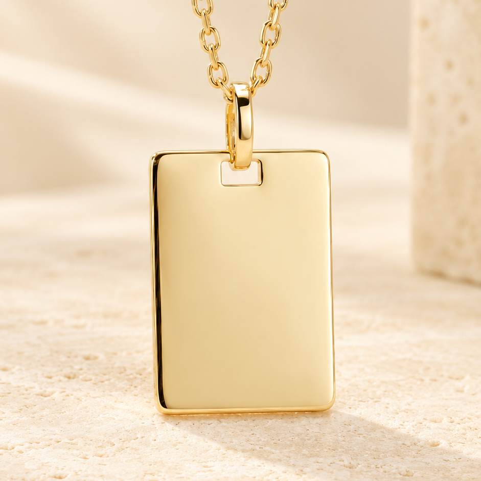 Pendentif plaque rectangulaire en or jaune