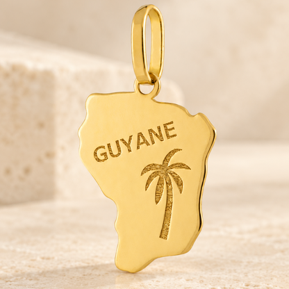 Pendentif carte de Guyane en or jaune