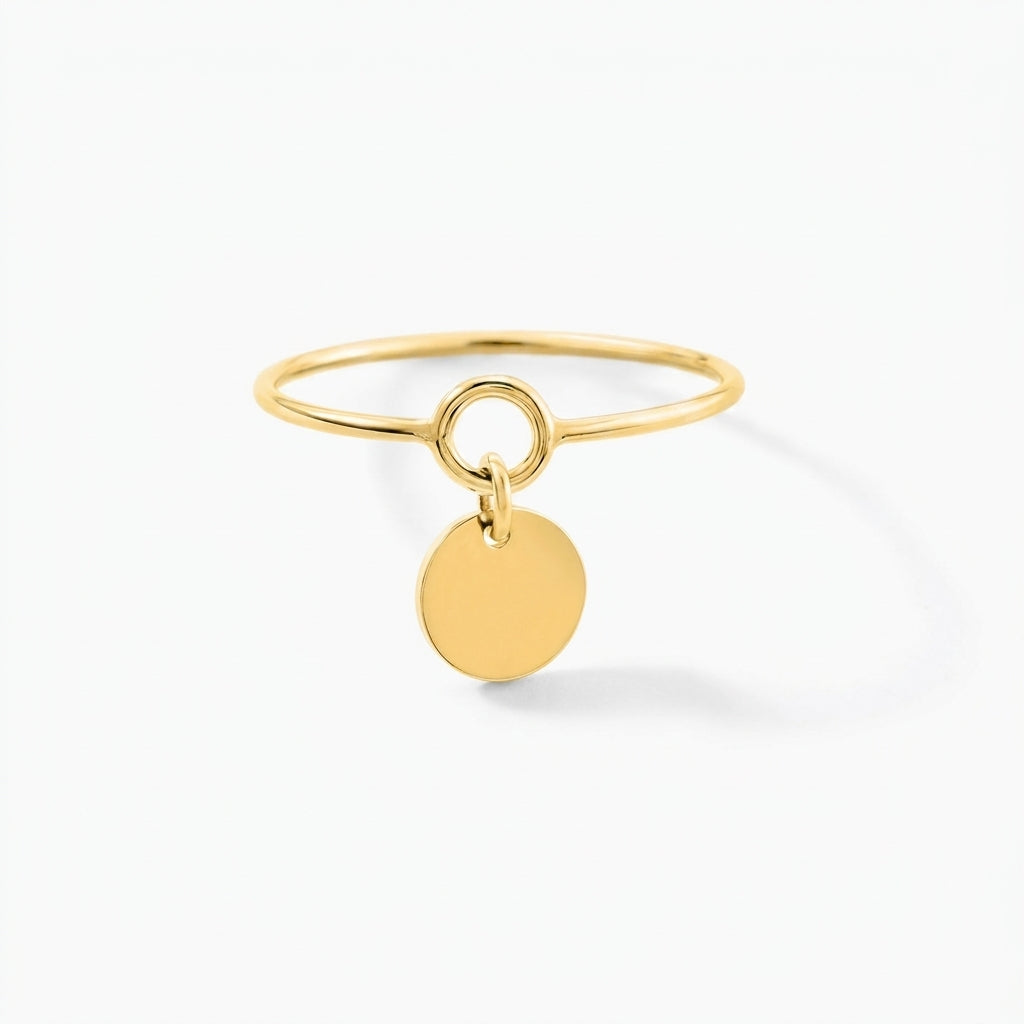 Ines – Bague fine pendentif rond Or jaune