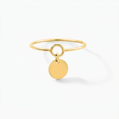 Ines – Bague fine pendentif rond Or jaune