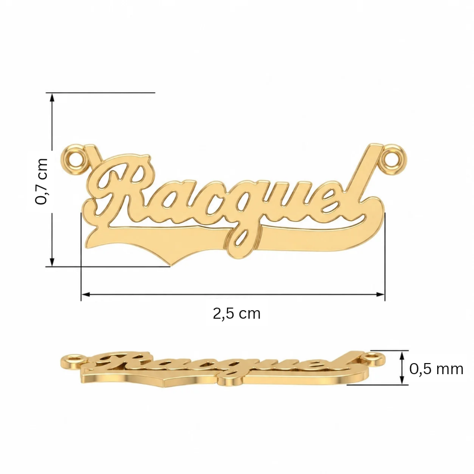 Raquel – Pendentif prénom personnalisé en or