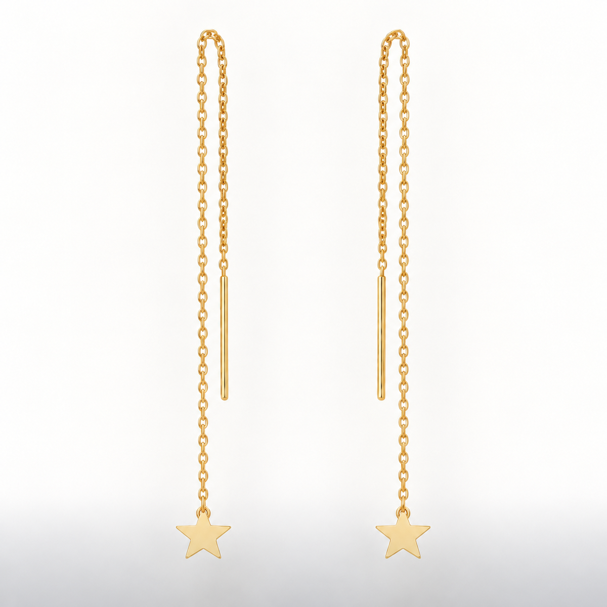 Boucles d’oreilles traversantes Étoile en Or jaune