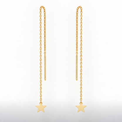 Boucles d’oreilles traversantes Étoile en Or jaune