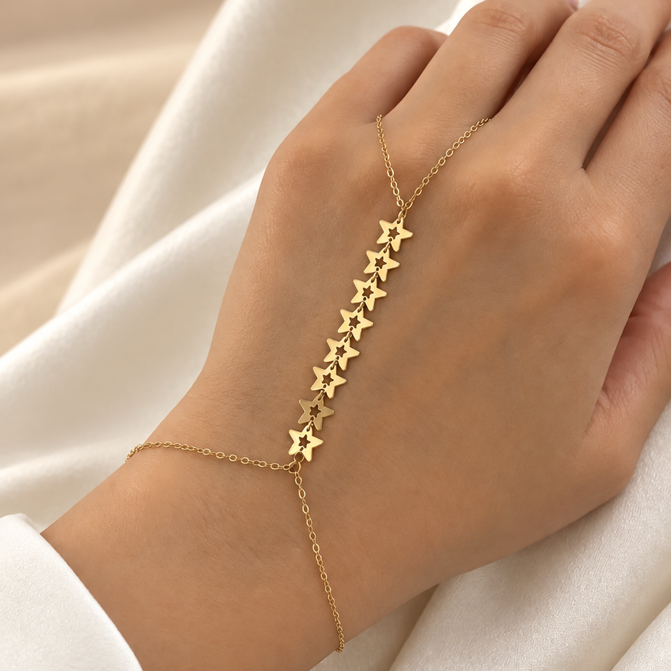 Bijou de main doré à cascade d’étoiles