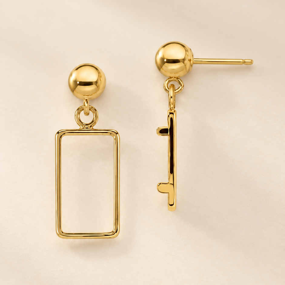 Boucles d’oreilles pendantes à cadres rectangulaires ajourés