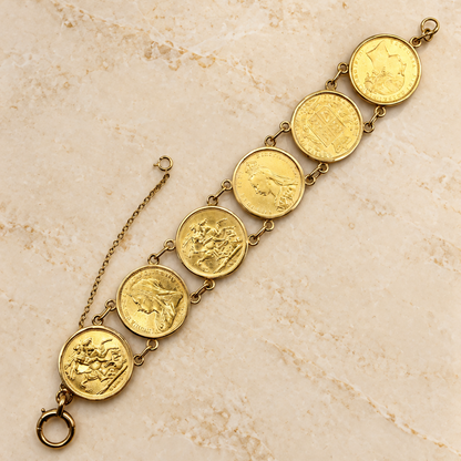 Bracelet avec 6 pièces de napoléon 10 Francs Or liées