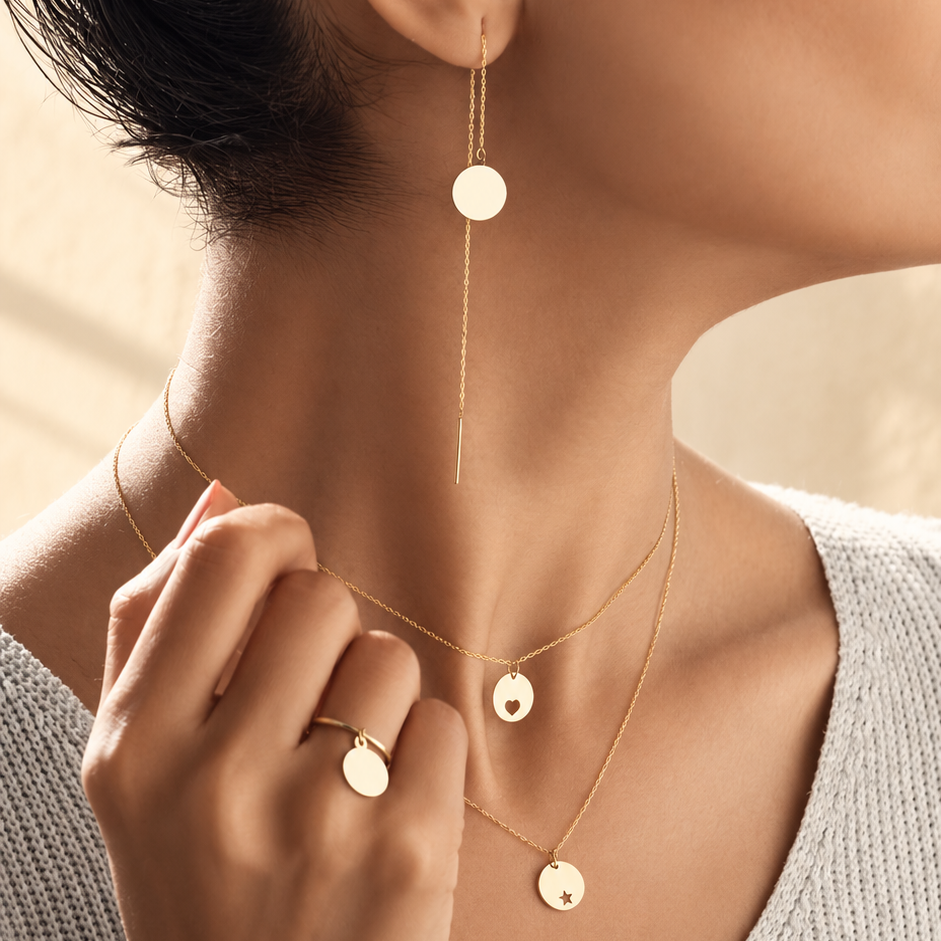 Parure de bijoux à médailles en or jaune