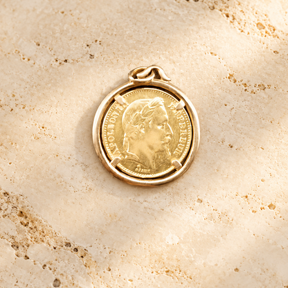 Pendentif rond en Or 18K pour pièce d'investissement Napoléon 20 Francs