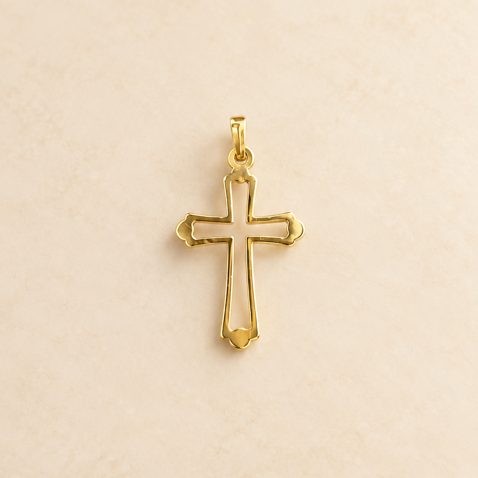 Pendentif croix en teinte or jaune