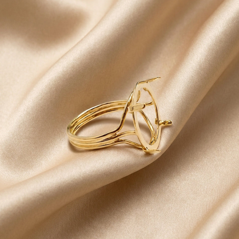 Cora – Bague monture en or massif - Or massif - Or jaune - présenté dans un écrin cadeau de luxe