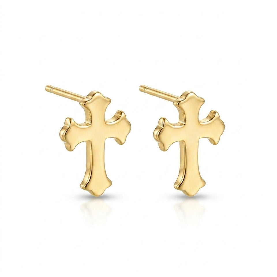 Alya – Boucles d'oreilles croix pendantes en Or