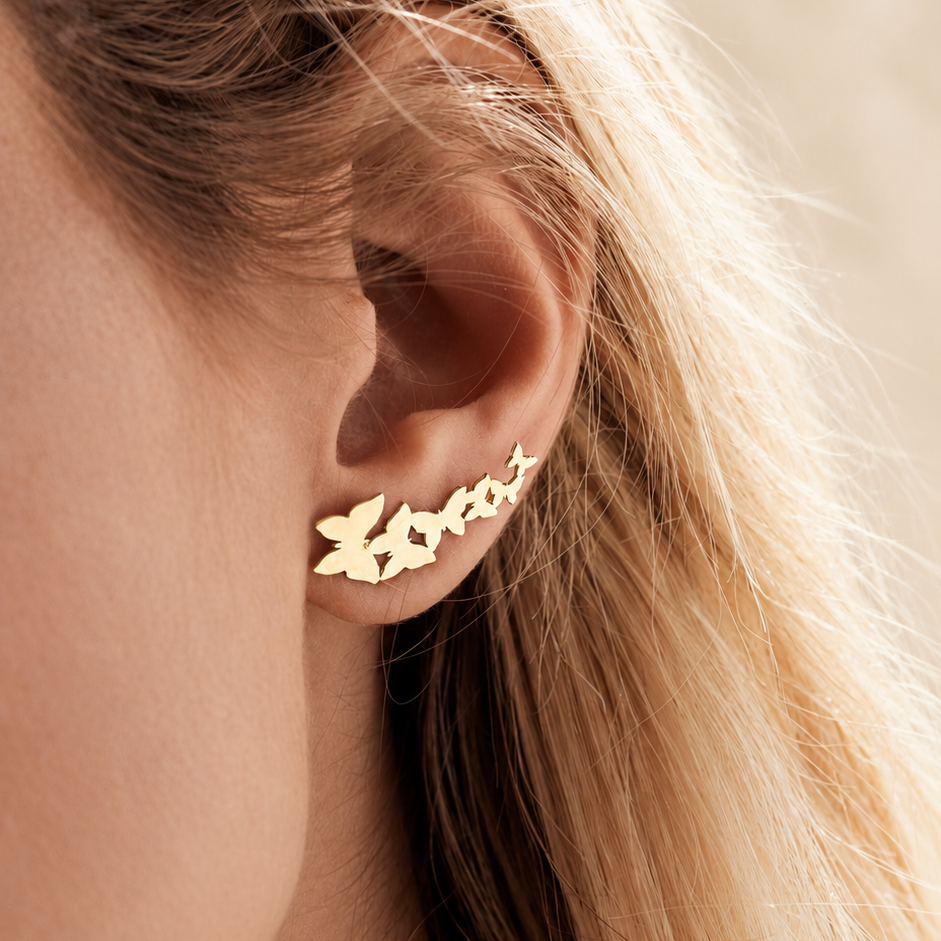 Boucle d’oreille puce à motif en or jaune