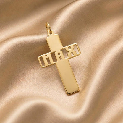 Zeinab – Pendentif croix prénom personnalisé or - Or massif 18 carats - Or jaune - présenté dans un écrin cadeau de luxe