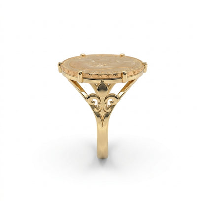 Bague pièce d'investissement en or massif 18K - Or massif 18 carats - Or jaune - présenté dans un écrin cadeau de luxe