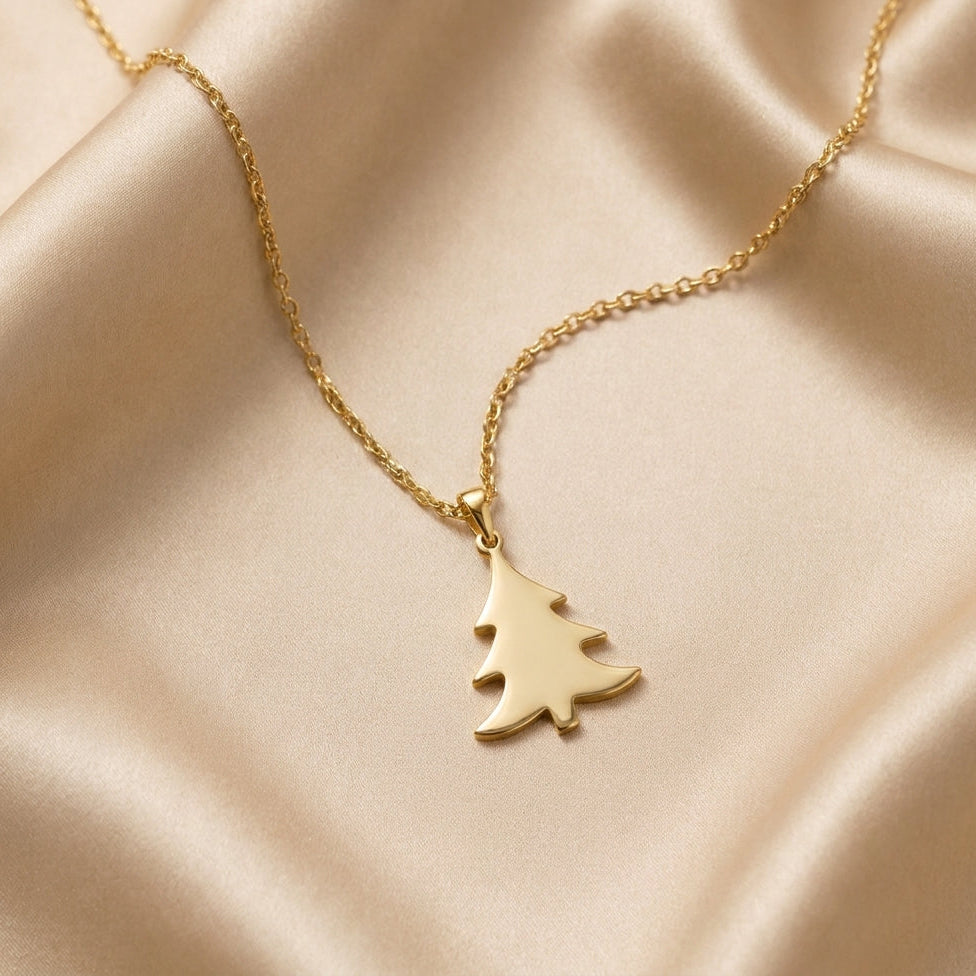 Alia – Collier sapin en or massif - Or massif 18 carats - Or jaune - présenté dans un écrin cadeau de luxe