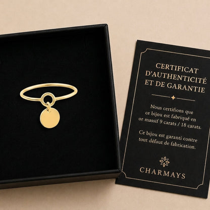 Ines – Bague fine pendentif rond Or jaune