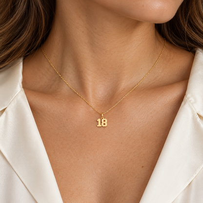 Pendentifs numéros de 1 à 50 — Collection de chiffres en Or  avec anneaux de suspension.