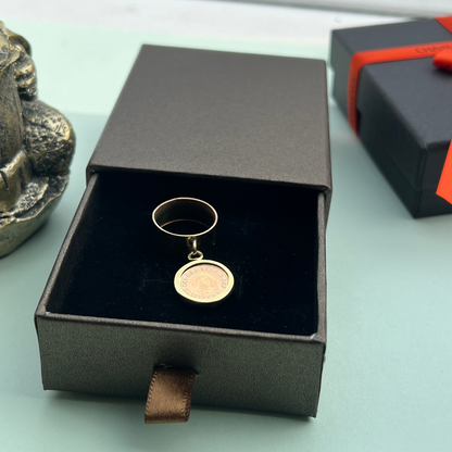 Bague Breloque avec une Louis d'Or anneau plein 18k/22K