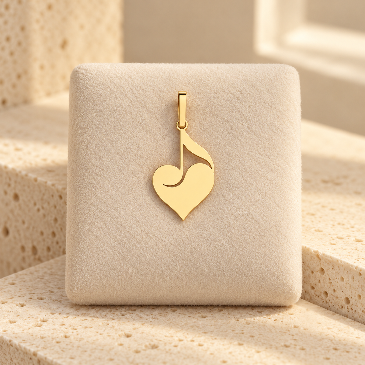 Pendentif doré cœur et note de musique