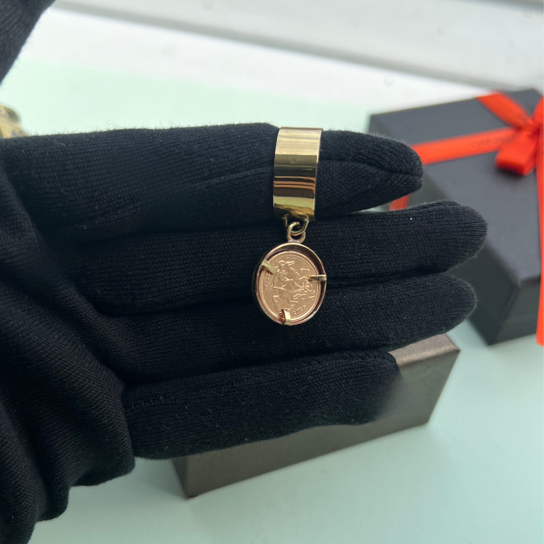 Bague Breloque avec une Louis d'Or anneau plein 18k/22K