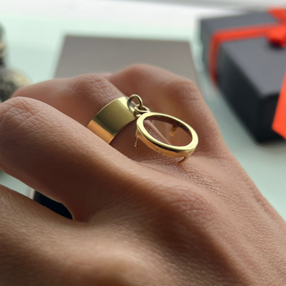 Bague Breloque avec une Louis d'Or anneau plein 18k/22K