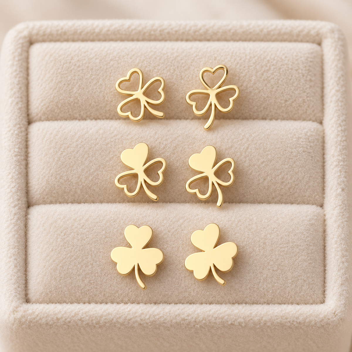 Puces d’oreilles fleurs en Or jaune 18 carats — 3 modèles