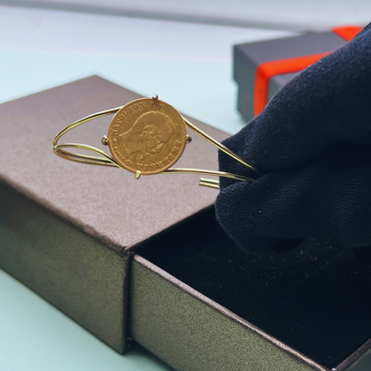 Bracelet jonc avec Pièce d'investissement 18/22 K