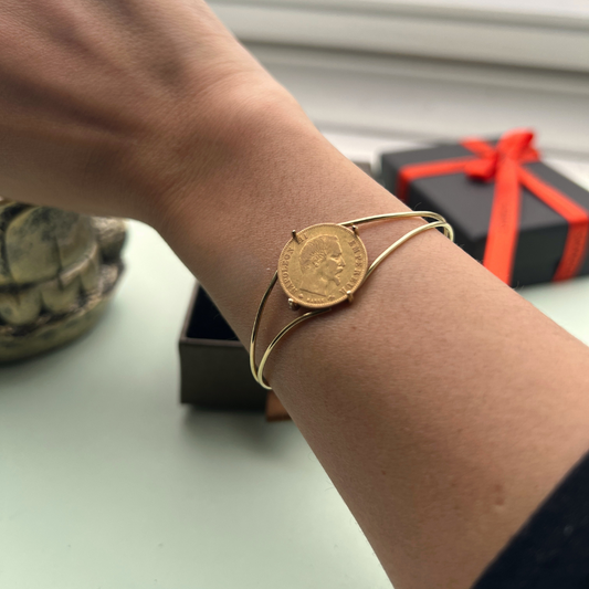 Bracelet jonc avec Pièce d'investissement 18/22 K